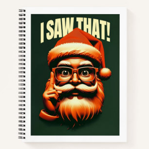 Weihnachtsmann beobachtet dich notizbuch