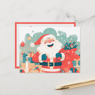 Weihnachtsmann bereitet Weihnachtsgeschenke vor Postkarte