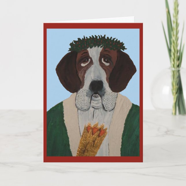 Weihnachtsmann Bernhardiner Karte (Vorderseite)