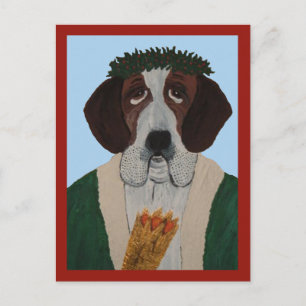 Weihnachtsmann Bernhardiner Postkarte