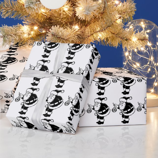Weihnachtsmann Black & White Geschenkpapier (Feiertage)