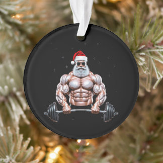 Weihnachtsmann Bodybuilder Gewichtheben Fitnessstu Ornament