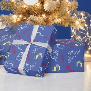 Weihnachtsmann Bonbon-Streifenmuster Blau Weihnach Geschenkpapier