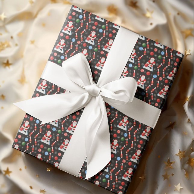 Weihnachtsmann Bowling-Muster Geschenkpapier (Von Creator hochgeladen)