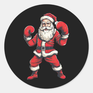 Weihnachtsmann Boxer Boxen Kickboxen Weihnachtsmar Runder Aufkleber