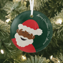Weihnachtsmann Braun Hautname Jahr Frohe Weihnacht Ornament Aus Glas