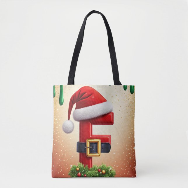 Weihnachtsmann Buchstabe F Mit Weihnachtskranz Akz Tasche (Vorderseite)