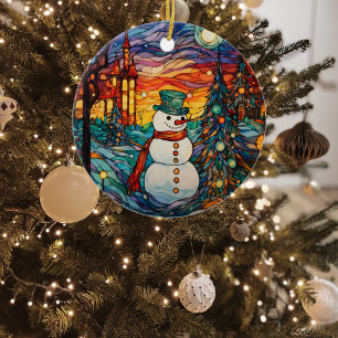 Weihnachtsmann Buntglas Weihnachten Keramik Ornament