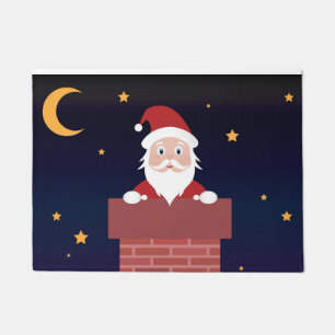 Weihnachtsmann Cartoon Weihnachten Nacht den Kamin Fußmatte