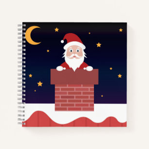 Weihnachtsmann Cartoon Weihnachten Nacht den Kamin Notizbuch