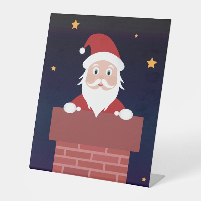 Weihnachtsmann Cartoon Weihnachten Nacht den Kamin Sockelschild (Vorderseite)