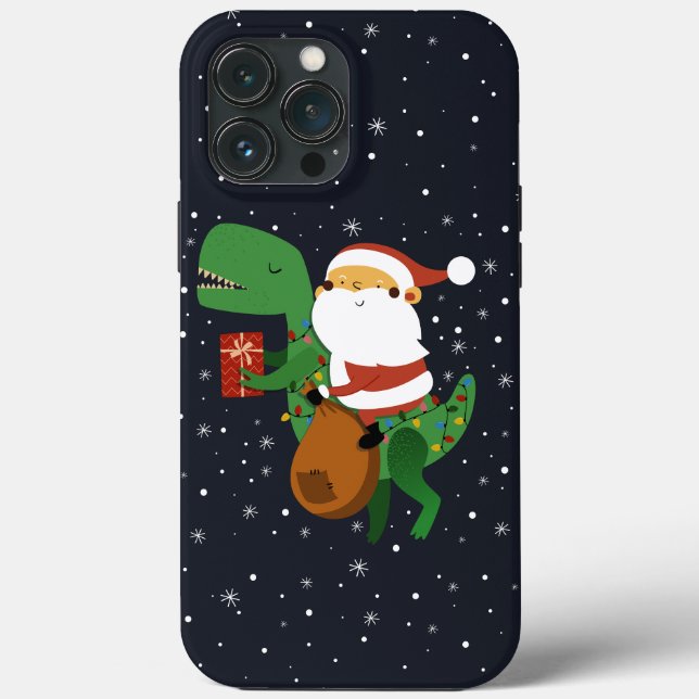 Weihnachtsmann-Claus T-rex Dinosaur Sleigh Case-Mate iPhone Hülle (Rückseite)