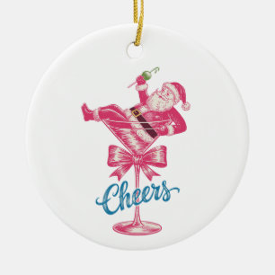 Weihnachtsmann-Cocktailglas Prost Vintage Xmas Keramik Ornament