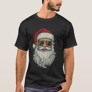 Weihnachtsmann Coole Gesicht Retro Vintage Sonnenb T-Shirt