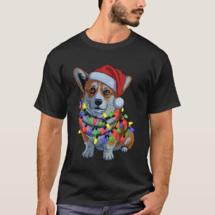 Weihnachtsmann Corgi Weihnachtsbeleuchtung Lustige T-Shirt