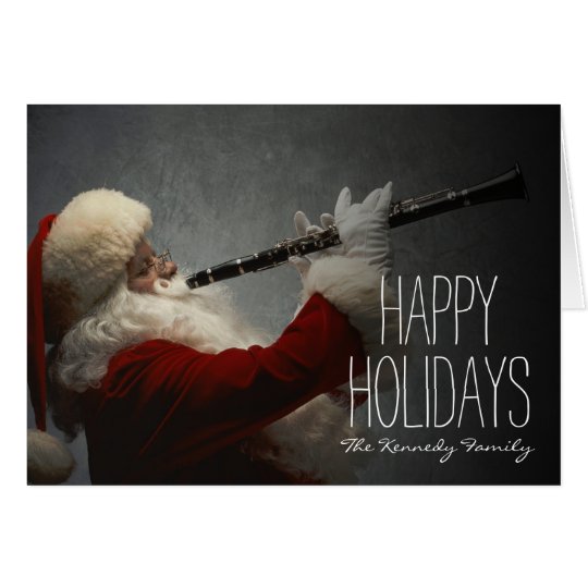 Weihnachtsmann, der Clarinet spielt Karte