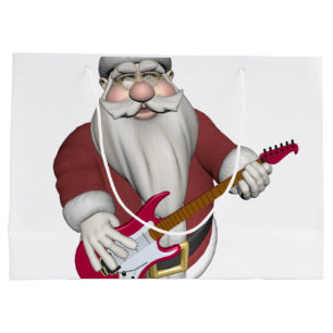 Weihnachtsmann, der E-Gitarre spielt Große Geschenktüte