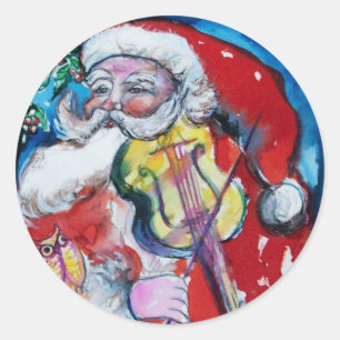 WEIHNACHTSMANN, der VIOLINE WeihnachtsParty SPIELT Runder Aufkleber