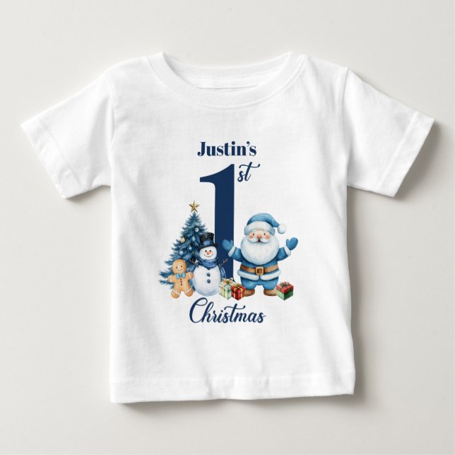 Weihnachtsmann des personalisierten Baby Boys T-shirt (Vorderseite)