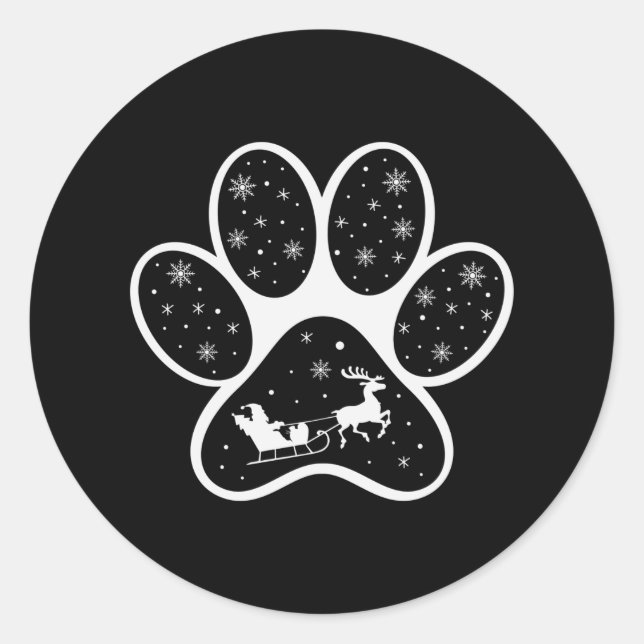 Weihnachtsmann Dog Paws Weihnachtskostüme Runder Aufkleber (Vorderseite)