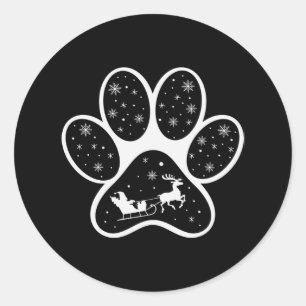 Weihnachtsmann Dog Paws Weihnachtskostüme Runder Aufkleber