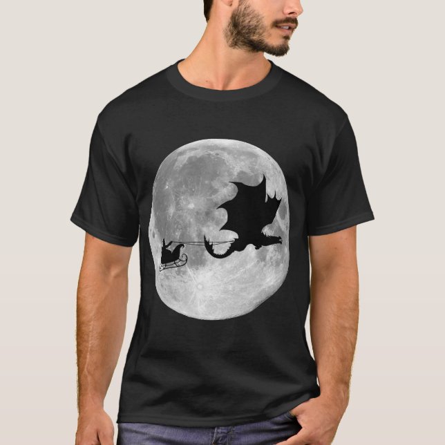 Weihnachtsmann-Drache-Reiter-Pferdeschlitten-Fahrt T-Shirt (Vorderseite)
