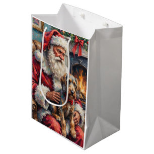 Weihnachtsmann-Drahtige-Pointing-Griffon-Weihnacht Mittlere Geschenktüte