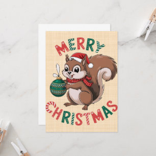 Weihnachtsmann-Eichhörnchen - Frohe Weihnachten Einladung