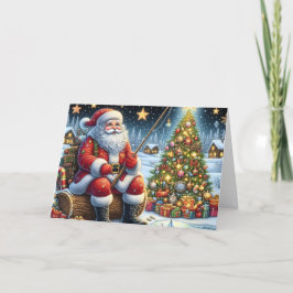 Weihnachtsmann Eisangeln Weihnachten