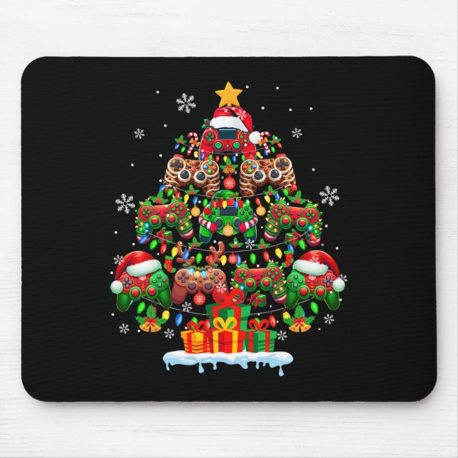 Weihnachtsmann-Elf-Rentier-Spielcontroller Farbige Mousepad (Vorne)