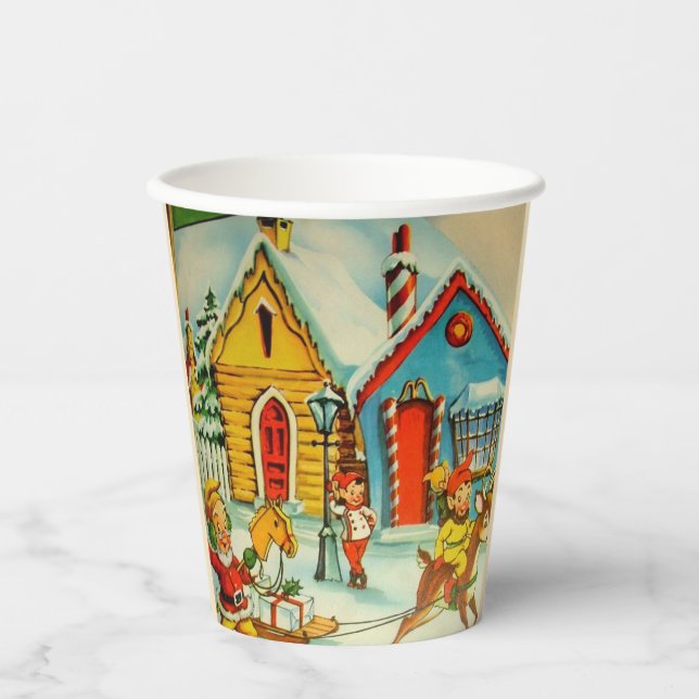 Weihnachtsmann Elves Weihnachtsfeier Pappbecher (Vorderseite)