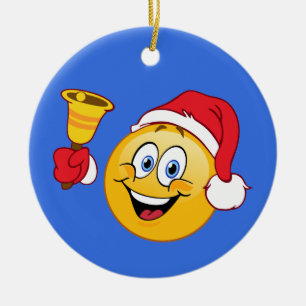 Weihnachtsmann Emoji, der Bell-Verzierung schellt Keramikornament