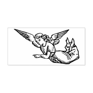Weihnachtsmann-Engel-Holzschnitt-Briefmarke Gummistempel