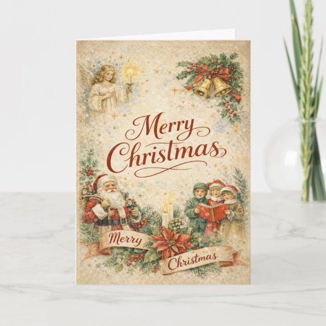 Weihnachtsmann-Engel und Sänger Frohe Weihnachten  (Vorderseite)