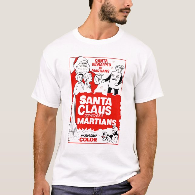 Weihnachtsmann erobert das Marsmensch-Film-Shirt T-Shirt (Vorderseite)