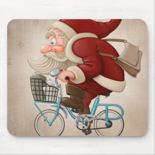 Weihnachtsmann fährt Fahrrad Mousepad