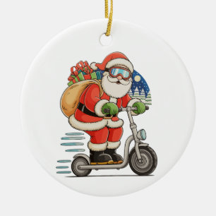 Weihnachtsmann fährt Roller Weihnachten passende F Keramik Ornament
