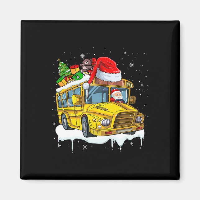Weihnachtsmann fährt Schulbus Weihnachtsbaum Bunte Magnet (Vorne)