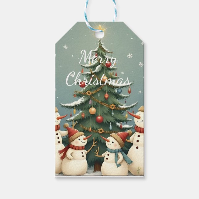 Weihnachtsmann-Familie Weihnachtskollektion Geschenkanhänger (Vorderseite)