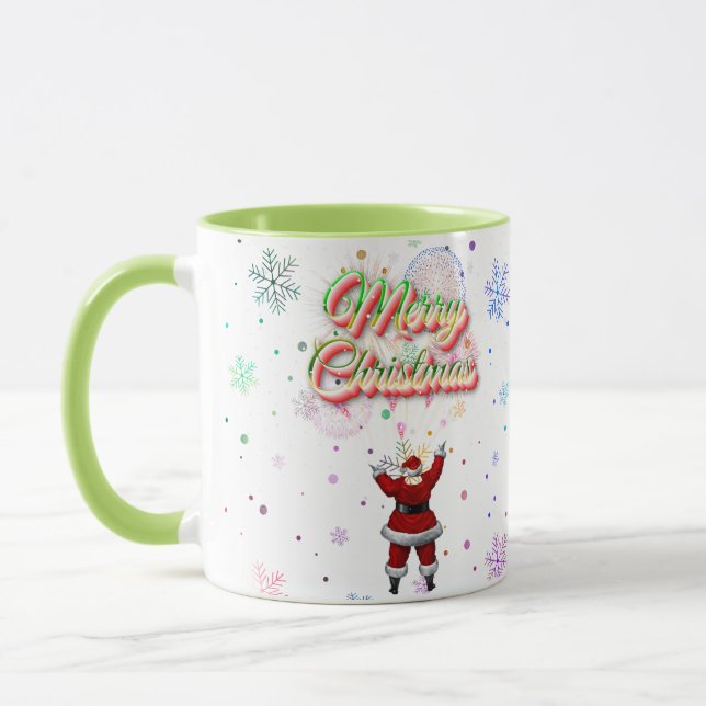 Weihnachtsmann - farbenfrohe Weihnachtsfeier Tasse (Links)