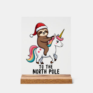 Weihnachtsmann Faultier Reitendes Einhorn Lustiges Acrylschild