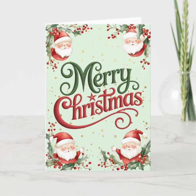 Weihnachtsmann Feiertagskarte (Vorderseite)