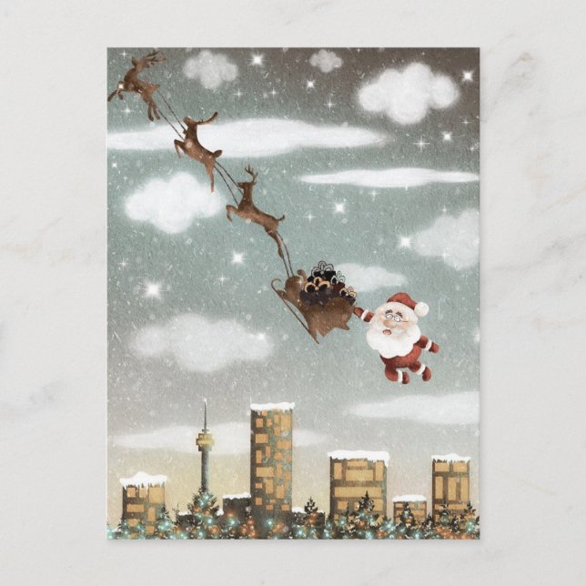 Weihnachtsmann Feiertagspostkarte (Vorderseite)