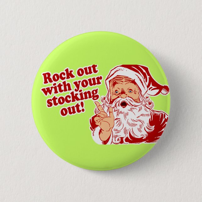 Weihnachtsmann-Felsen heraus Button (Vorderseite)
