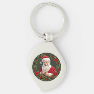 🎄 Weihnachtsmann Festlicher Kranz Leuchten ❄️ Fei Schlüsselanhänger
