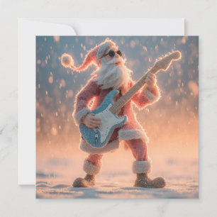 Weihnachtsmann-Figur spielt eine elektrische Gitar Feiertagskarte