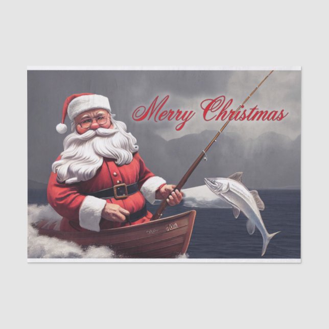 Weihnachtsmann fischen frohe Weihnachtsdekoupage Seidenpapier (Vorderseite)