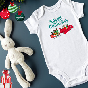 Weihnachtsmann fliegt Flugzeug, Schlitten und Gesc Baby Strampler