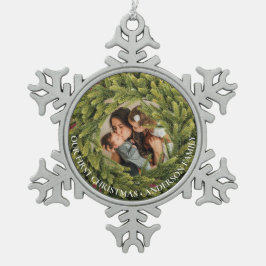 Weihnachtsmann-Foto Schneeflocken Zinn-Ornament