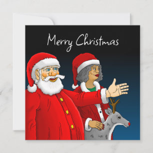 Weihnachtsmann, Frau Santa & Rudolph Weihnachtskar Mitteilungskarte